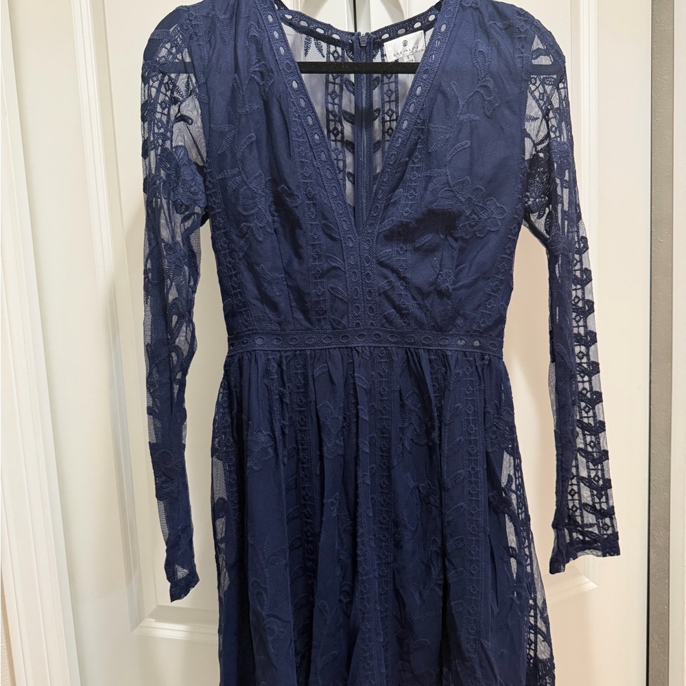Socialite - Elegant Navy Lace Dress